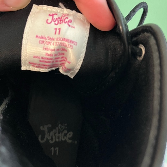 Justice Black with Pink Butterflies & Flowers Booties, Girl size 11 Boots - Picture 5 of 8